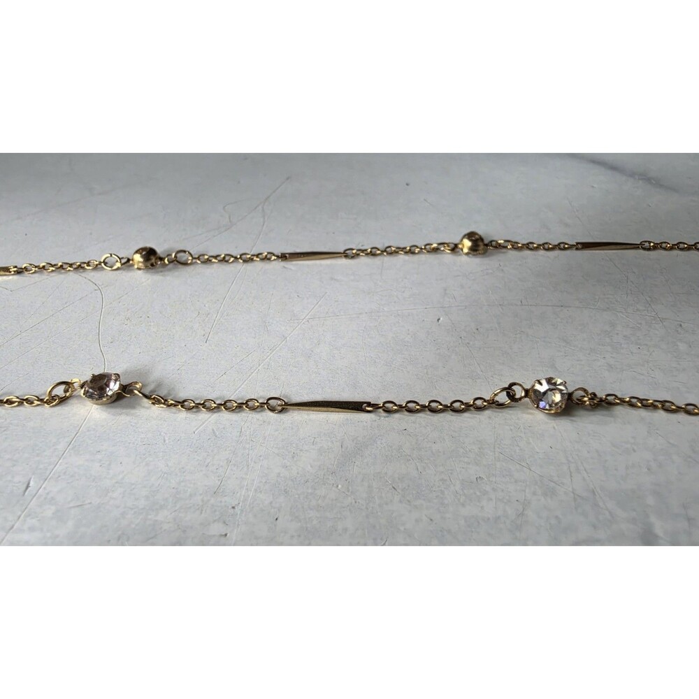 Prong Set Clear Rhinestone Station Necklace Vintage READ Description - Picture 6 of 10